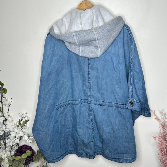 ANTHROPOLOGIE x PILCRO Denim Chambray Kimono Hooded Jacket Sz M/L {3W8} - Picture 7 of 9